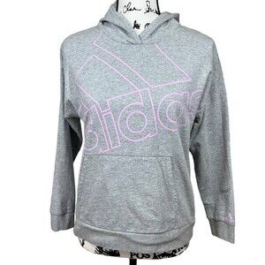 Adidas kids gray hoodie long sleeve front pouch sweatshirt size  XL 16